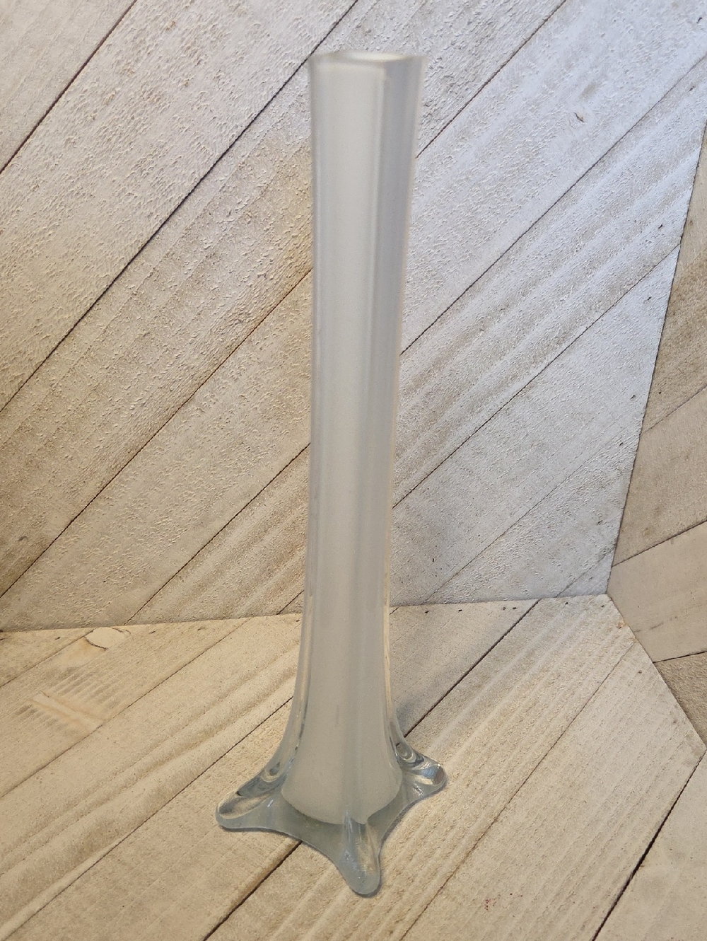 Vintage White Glass Tall Skinny Vase